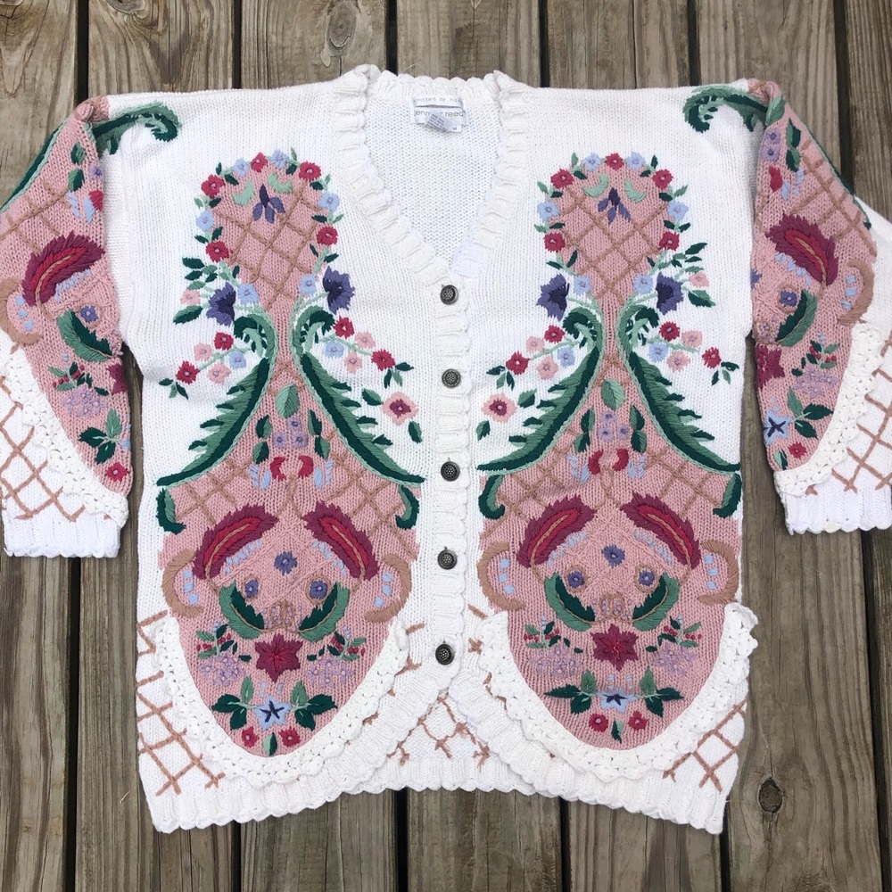 Jennifer Reed Sz M Vintage Hand Knitted Sweater